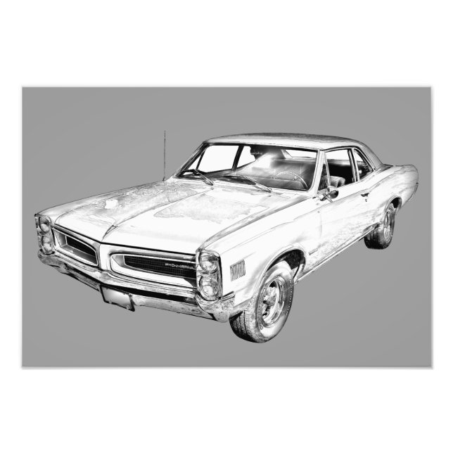 1966 Pontiac Lemans Car Illustration Fotodruck (Vorne)