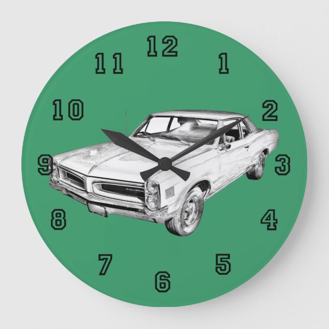 1966 Pontiac Lemans Car Illustration Große Wanduhr (Vorderseite)