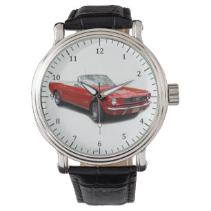 1966 rote Cabrio-Oldtimer-Uhr Armbanduhr
