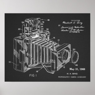 1966 Vintage Kamera Patent Kunst Zeichnung Druck Poster