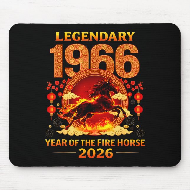 1966 Year Of The Fire Horse 60th Birthday Chinese  Mousepad (Vorne)