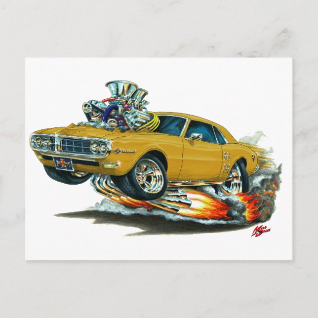 1967-68 Firebird Gold Car Postkarte (Vorderseite)