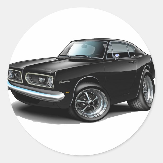 1967-69 Barracuda Black Car Runder Aufkleber (Vorderseite)