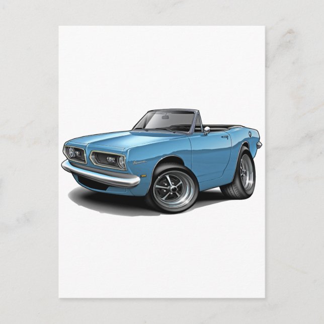 1967-69 Barracuda Lt Blue Convertible Postkarte (Vorderseite)