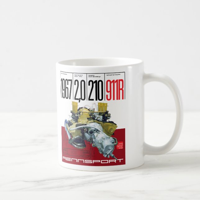 1967 911R 2,0 Liter 210 PS Type 901/22 Motor-Mug Kaffeetasse (Rechts)