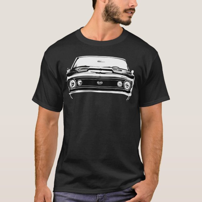 1967 Camaro Ss Front Grill View Silhouette Muscle  T-Shirt (Vorderseite)