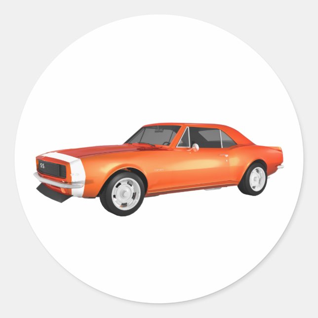 1967 Camaro SS: Orange Finish: 3D Model: Runder Aufkleber (Vorderseite)