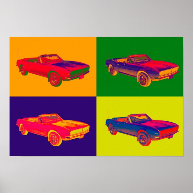 1967 Chevy Camaro RS Convertible Pop Art Poster (Vorne)