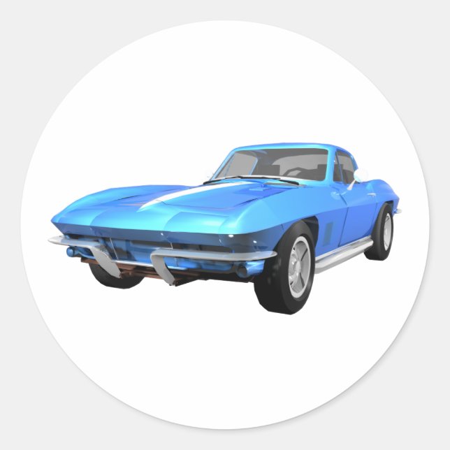 1967 Corvette Sports Car: Blue Finish: Runder Aufkleber (Vorderseite)