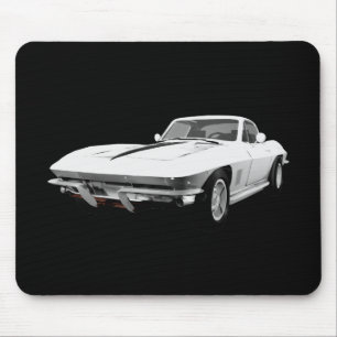 1967 Corvette Sports Car: White Finish: Mousepad
