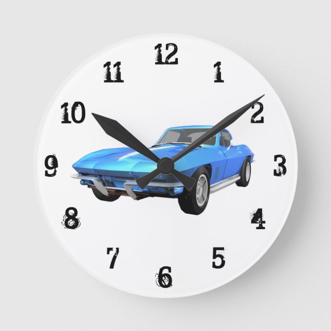 1967 Corvette: Wall Clock Runde Wanduhr (Vorderseite)