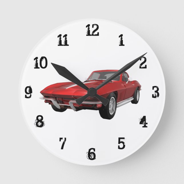 1967 Corvette: Wall Clock Runde Wanduhr (Vorderseite)