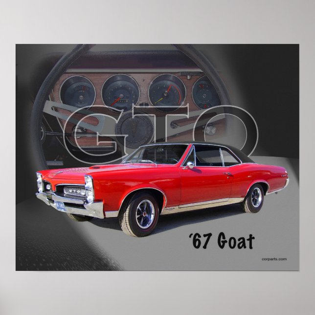 1967 GTO "Goat" Muscle Car Art Poster (Vorne)