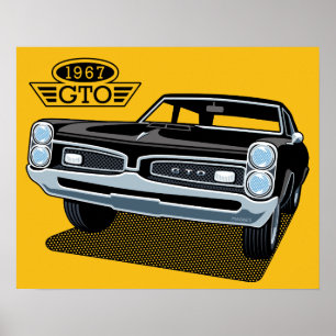 1967 Pontiac GTO Schwarzer HINTERGRUND FARBE EDITA Poster