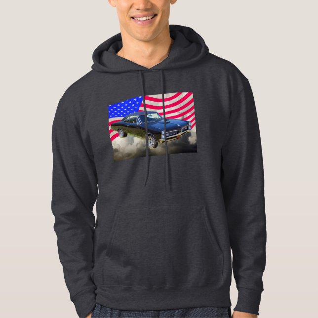 1967 Pontiac GTO und amerikanische Flagge Hoodie (Vorderseite)