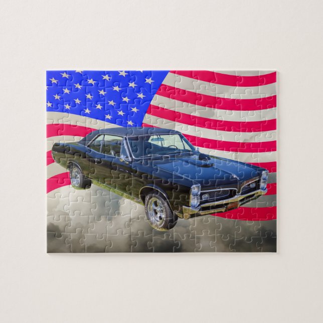 1967 Pontiac GTO und amerikanische Flagge Puzzle (Horizontal)