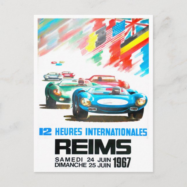 1967 Reims 12 h Großer Preis Postkarte (Vorderseite)