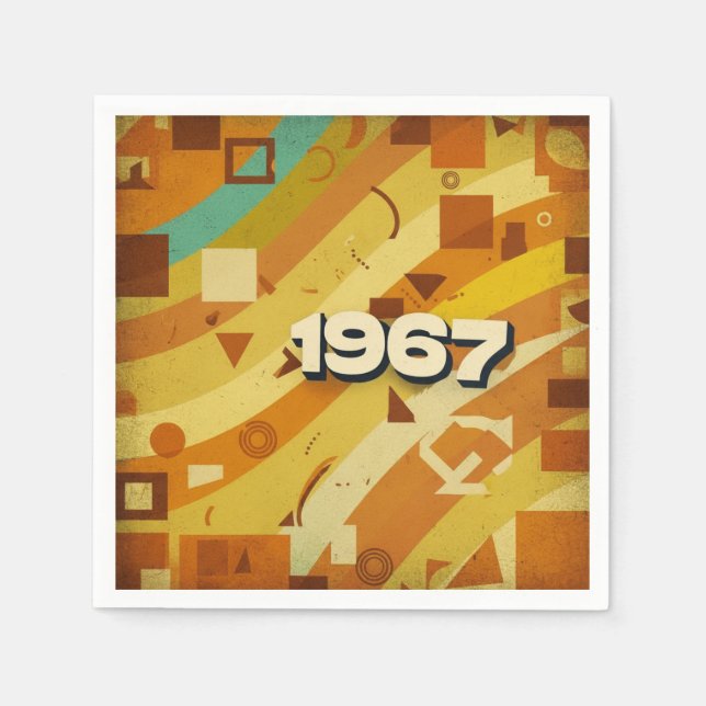 1967 - Retro Vintager 60er Geometric Design - Serviette (Vorderseite)