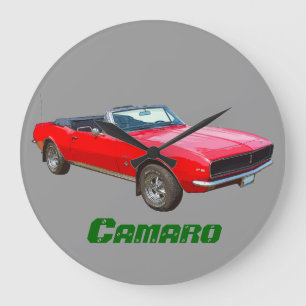 1967 roter Cabrio Camaro Muscle Car Große Wanduhr