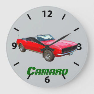 1967 rotes konvertierbares Camaro Muskel-Auto Große Wanduhr