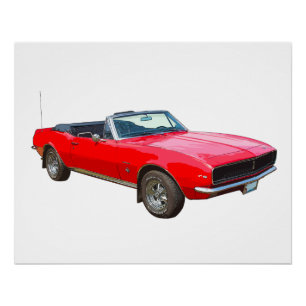 1967 rotes konvertierbares Camaro Muskel-Auto Poster