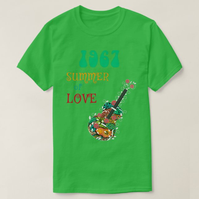 1967 Sommer der Liebe Hippie Abstrakt Guitar T-Shirt (Design vorne)