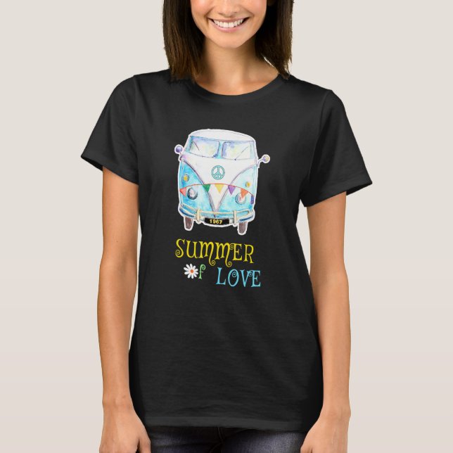 1967 Sommer der Liebe Hippie Peace Camper Van T-Shirt (Vorderseite)