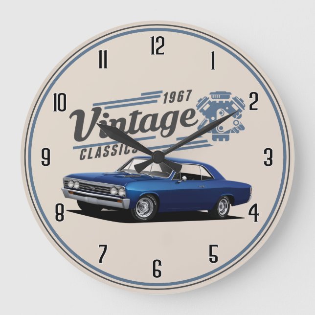 1967 Vintage Chevelle Oldtimer Großuhr Große Wanduhr (Vorderseite)