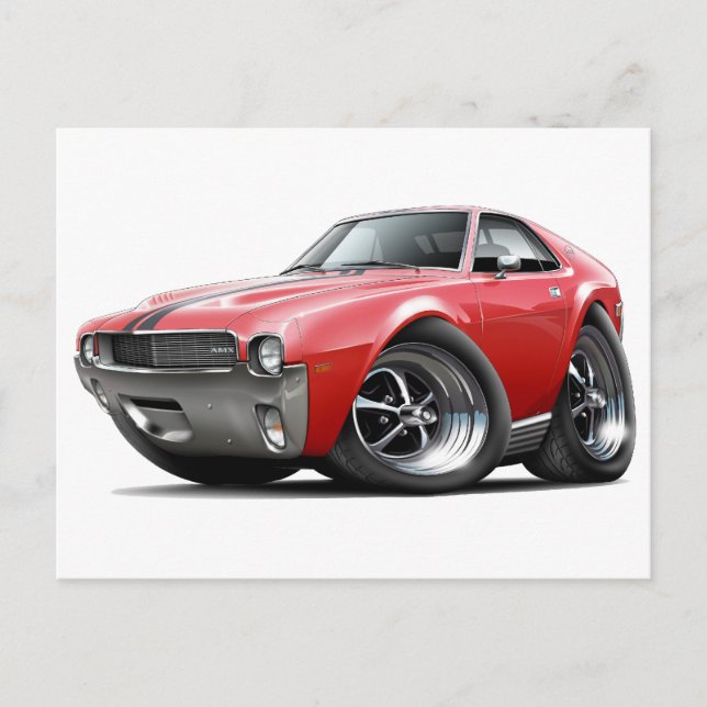 1968-69 AMX Red-Black Car Postkarte (Vorderseite)