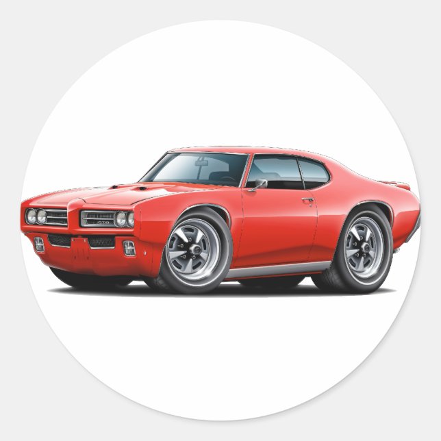 1968-69 GTO Red Car Runder Aufkleber (Vorderseite)