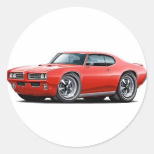 1968-69 GTO Red Car Runder Aufkleber