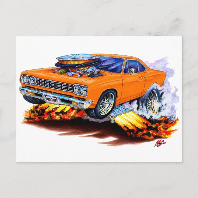 1968-69 Roadrunner Orange Car Postkarte (Vorderseite)