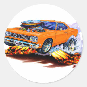 1968-69 Roadrunner Orange Car Runder Aufkleber