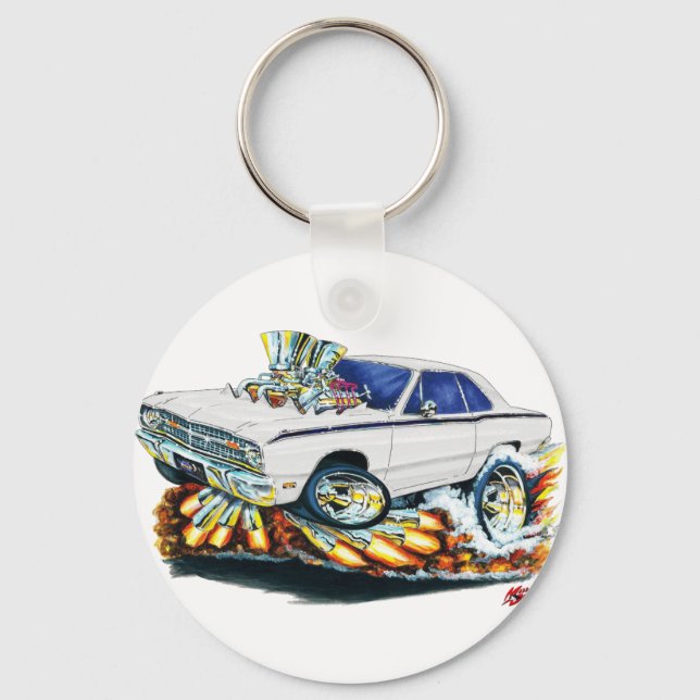 1968-71 Dodge Dart White Car Schlüsselanhänger (Vorderseite)