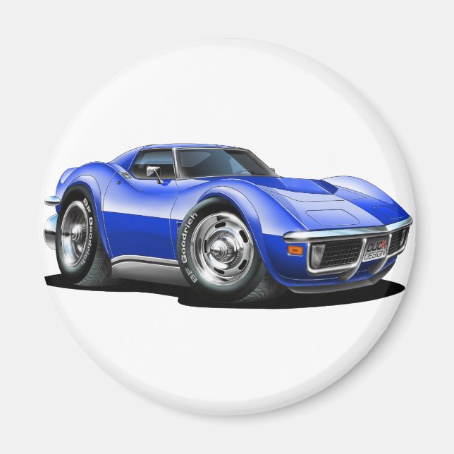 1968-72 Corvette Blue Car Magnet (Vorne)