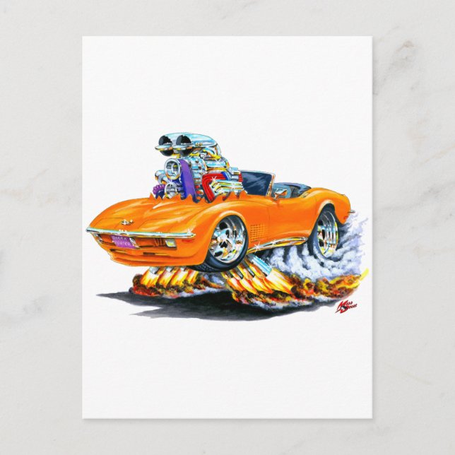 1968-72 Corvette Orange Convertible Postkarte (Vorderseite)