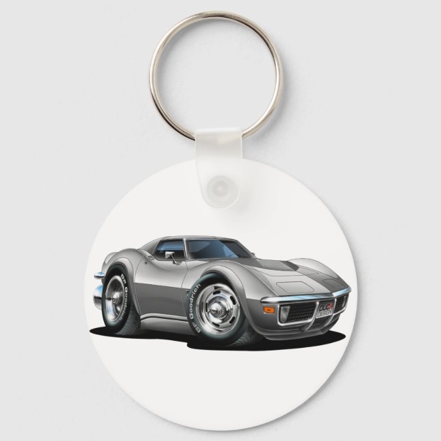 1968-72 Corvette Silver Car Schlüsselanhänger (Vorderseite)