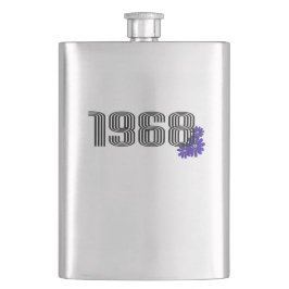 1968 Blume Power Friedenszeichen Hippie Lila Flachmann