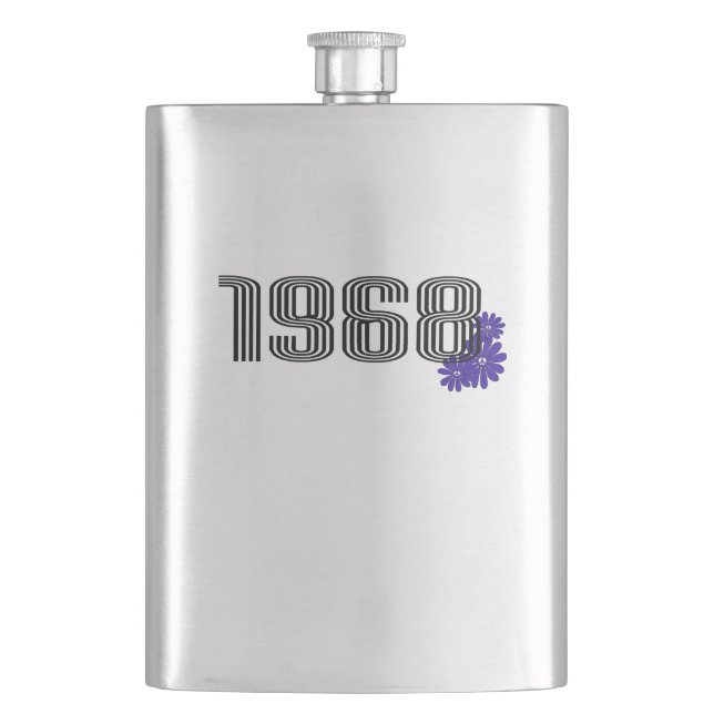 1968 Blume Power Friedenszeichen Hippie Lila Flachmann (Vorderseite)