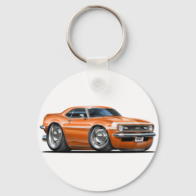 1968 Camaro Orange-White Car Schlüsselanhänger (Vorderseite)