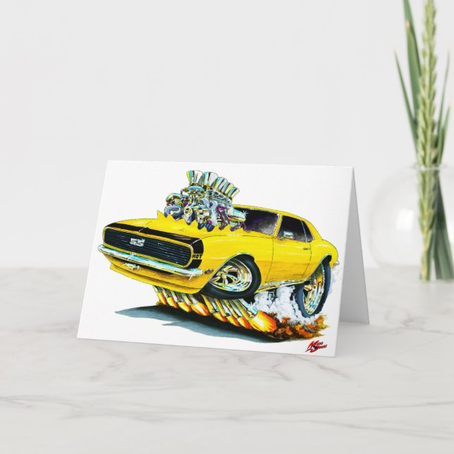 1968 Camaro Yellow-Black Car Karte (Vorderseite)
