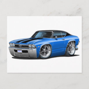 1968 Chevelle Blue-Black Stripes Postkarte