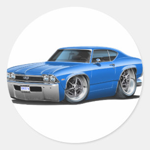 1968 Chevelle Blue Car Runder Aufkleber