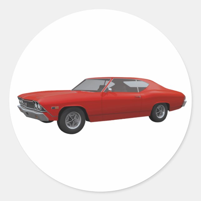 1968 Chevelle SS: Red Finish Runder Aufkleber (Vorderseite)