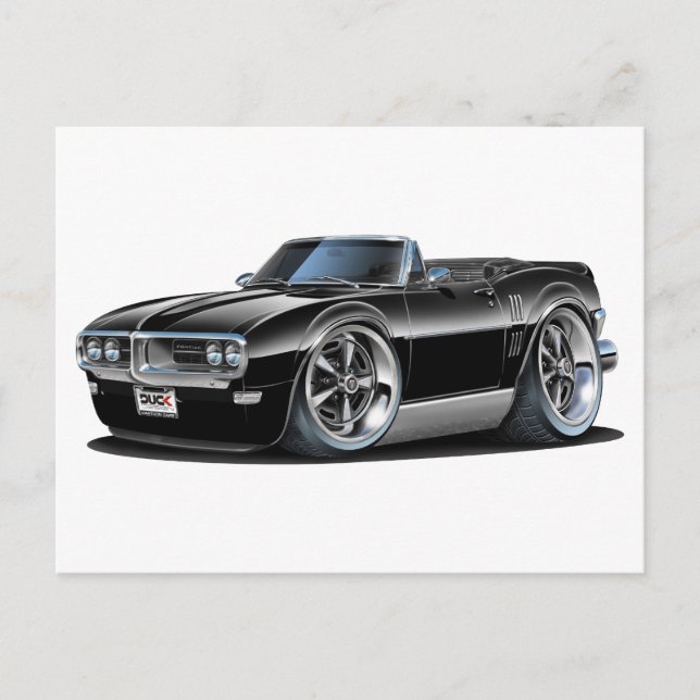 1968 Firebird Black Convertible Postkarte (Vorderseite)