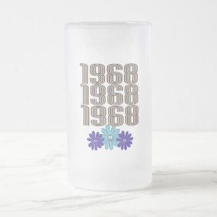 1968 Hippie Blume Power Peace Sign Aqua Lila Mattglas Bierglas