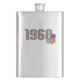 1968 Hippie Peace Sign Blume Orange Aqua Lila Flachmann