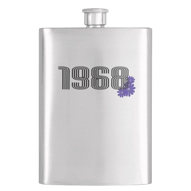 1968 Hippie Peace Sign Blume Power Lila Flachmann (Vorderseite)