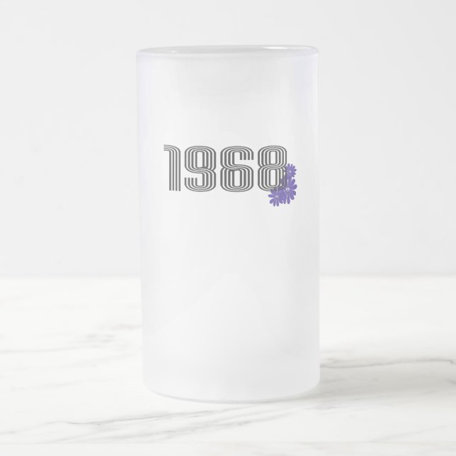 1968 Hippie Peace Sign Blume Power Lila Mattglas Bierglas (Mittel)