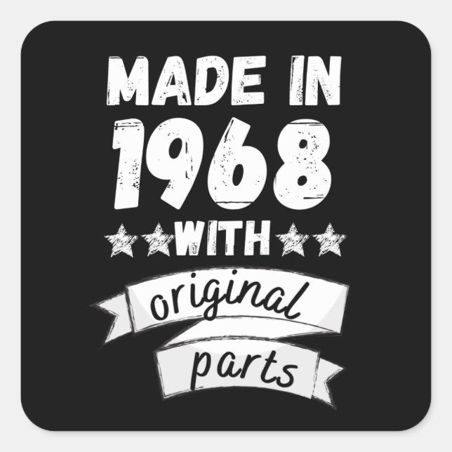 1968 mit Originalteilen hergestellt, Quadratischer Aufkleber (Vorderseite)